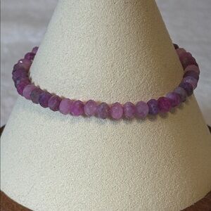 Genuine Faceted Pink Ruby Gemstone Bracelet
